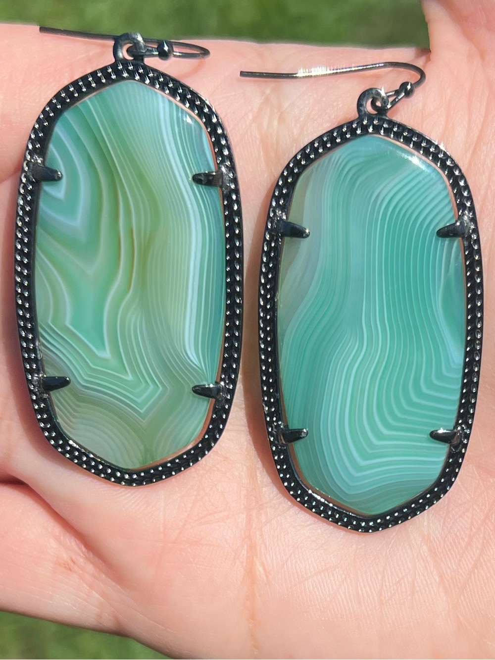 Rare kendra Scott green banded agate Danielle’s